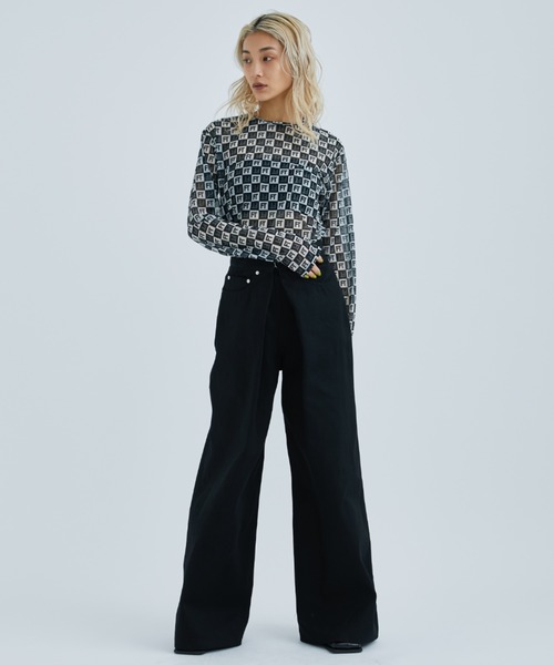 パンツ Womens rigid denim wide pants JOHNLAWRENCESULLIVAN - 【残りわずか】Rigid Denim Wide Pants