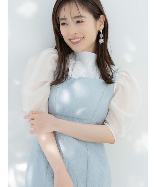 MERCURYDUO（マーキュリーデュオ）の「2WAY異素材パフスリーブカットアウトニット（ニット/セーター・レディース・オフホワイト/ブラック/ラベンダー・FREE）」の11枚目の写真