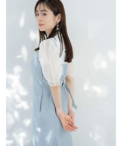 MERCURYDUO（マーキュリーデュオ）の「2WAY異素材パフスリーブカットアウトニット（ニット/セーター・レディース・オフホワイト/ブラック/ラベンダー・FREE）」の9枚目の写真