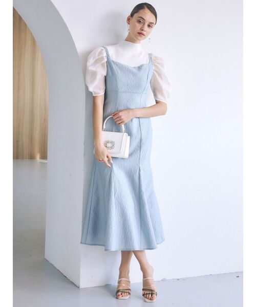 MERCURYDUO（マーキュリーデュオ）の「2WAY異素材パフスリーブカットアウトニット（ニット/セーター・レディース・オフホワイト/ブラック/ラベンダー・FREE）」の5枚目の写真