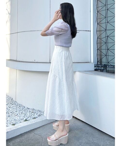 MERCURYDUO（マーキュリーデュオ）の「2WAY異素材パフスリーブカットアウトニット（ニット/セーター・レディース・オフホワイト/ブラック/ラベンダー・FREE）」の14枚目の写真