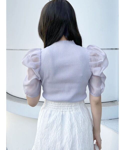 MERCURYDUO（マーキュリーデュオ）の「2WAY異素材パフスリーブカットアウトニット（ニット/セーター・レディース・オフホワイト/ブラック/ラベンダー・FREE）」の12枚目の写真