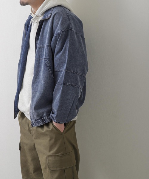 ZIP FIVE(ジップファイブ)の「【ZIP FIVE】 ケミカル ウォッシュ デニム オーバーサイズ トラックジャケット / ブルゾン 【セットアップ可】(デニムジャケット・メンズ・ブラック/ブルー・LARGE/MEDIUM)」の7枚目の写真