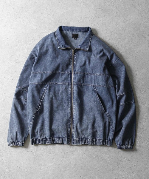 ZIP FIVE(ジップファイブ)の「【ZIP FIVE】 ケミカル ウォッシュ デニム オーバーサイズ トラックジャケット / ブルゾン 【セットアップ可】(デニムジャケット・メンズ・ブラック/ブルー・LARGE/MEDIUM)」の4枚目の写真