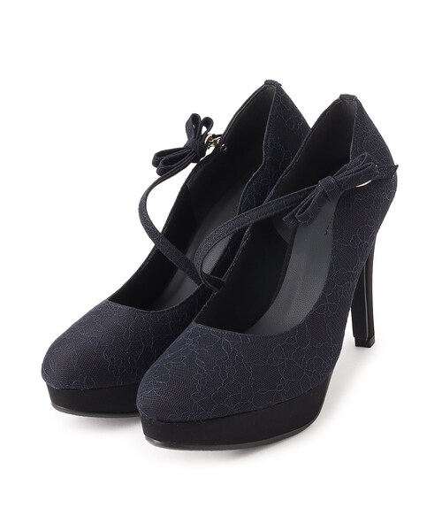 ESPERANZA(エスペランサ)の「斜めストラップ厚底リボンパンプス 結婚式二次会 パーティー 24SS(パンプス・レディース・チョコ/ブラック系8/ブルー系その他7・24.5cm/23.5cm/24.0cm/22.0cm/22.5cm/23.0cm)」の5枚目の写真