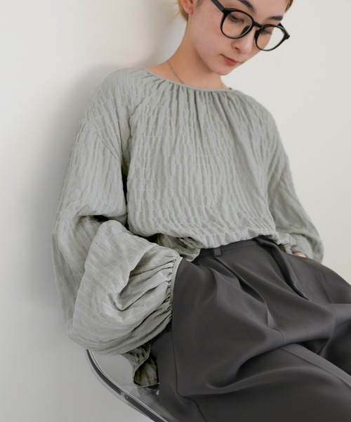 select MOCA(セレクトモカ)の「【ZOZO限定】ワッシャーボリュームスリーブブラウス(シャツ/ブラウス・レディース・ライトベージュ/ブルーグレー/ブラック・FREE)」の9枚目の写真