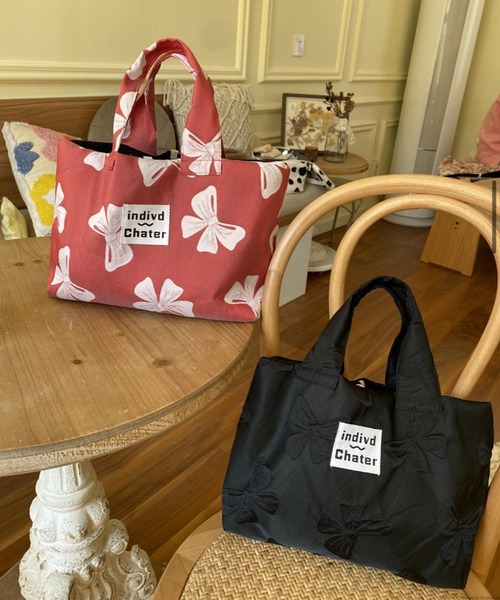 TONE SELECT GOODS（トーンセレクトグッズ）の「Liaa/花柄 リボン柄 ミニトートバッグ（トートバッグ・レディース・ピンク系2/ピンク系1/グリーン系1/ブラック/レッド/グリーン系2・FREE）」の14枚目の写真