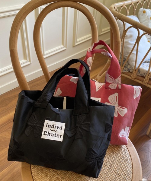 TONE SELECT GOODS（トーンセレクトグッズ）の「Liaa/花柄 リボン柄 ミニトートバッグ（トートバッグ・レディース・ピンク系2/ピンク系1/グリーン系1/ブラック/レッド/グリーン系2・FREE）」の11枚目の写真