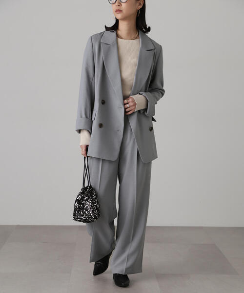 FREE'S MART（フリーズマート）の「[低身長サイズ/Sシリーズ]気流染めサイドボタンワイドパンツ（スラックス・レディース・ホワイト/グレー/ライトグリーン/ベージュ・SMALL/X-SMALL/MEDIUM）」の3枚目の写真