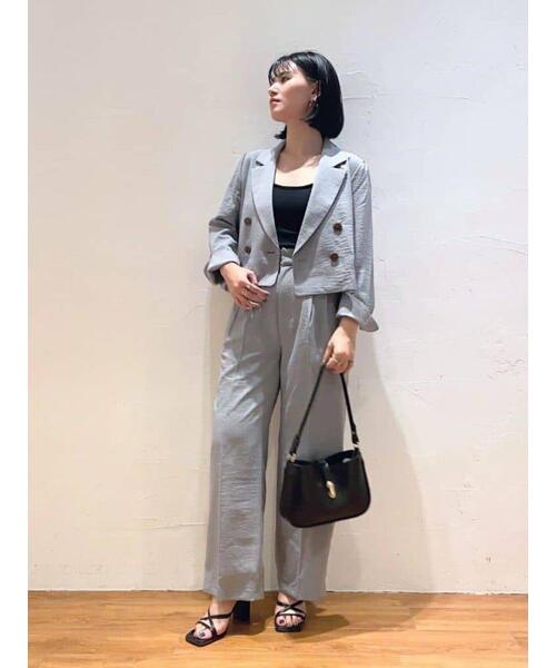 FREE'S MART（フリーズマート）の「[低身長サイズ/Sシリーズ]気流染めサイドボタンワイドパンツ（スラックス・レディース・ホワイト/グレー/ライトグリーン/ベージュ・SMALL/X-SMALL/MEDIUM）」の16枚目の写真