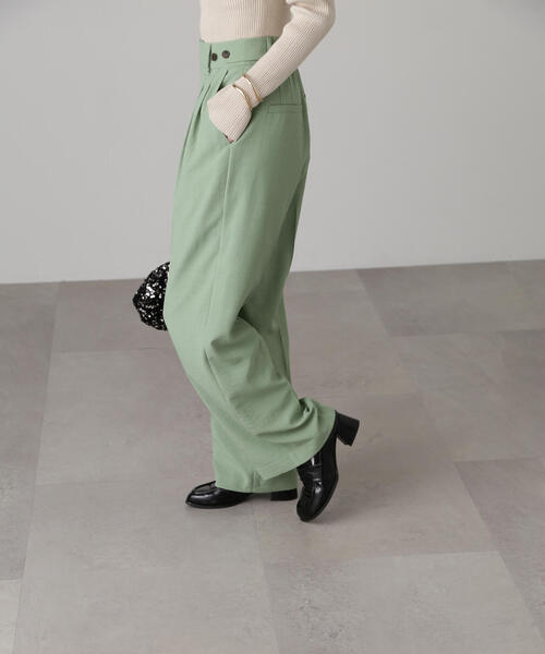 FREE'S MART（フリーズマート）の「[低身長サイズ/Sシリーズ]気流染めサイドボタンワイドパンツ（スラックス・レディース・ホワイト/グレー/ライトグリーン/ベージュ・SMALL/X-SMALL/MEDIUM）」の10枚目の写真