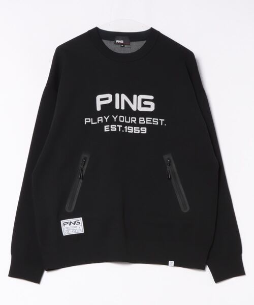 PING APPAREL】ジャカードクルーネックニットプルオーバー ＜GOLD