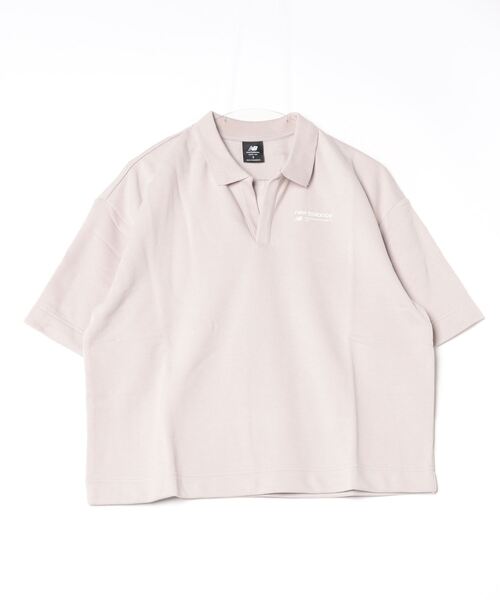 NEW BALANCE(ニューバランス)の「ニューバランス New Balance スウェットスッキパーポロシャツ_Linear Heritage(ポロシャツ・レディース・ブラウン/サンドグレー・S/M/L)」の1枚目の写真