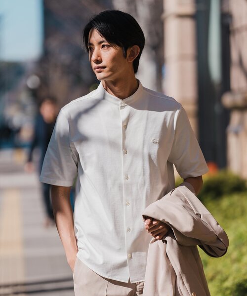 Pikari LACOSTE  ラコステ　別注  フルオープン ポロシャツ セール】LACOSTE (ラコステ) 別注 バンドカラー フルオープン