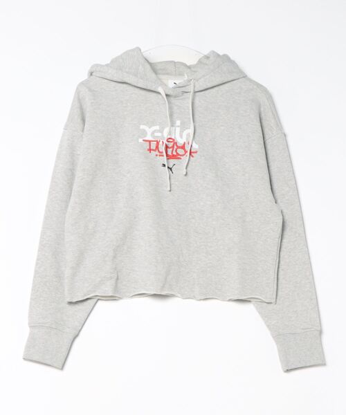 PUMA（プーマ）の「PUMA プーマ ウィメンズ PUMA x X-girl グラフィック フーディ（パーカー・レディース・オリーブ/ライトグレー/ブラック・MEDIUM/SMALL/X-SMALL/LARGE）」の10枚目の写真
