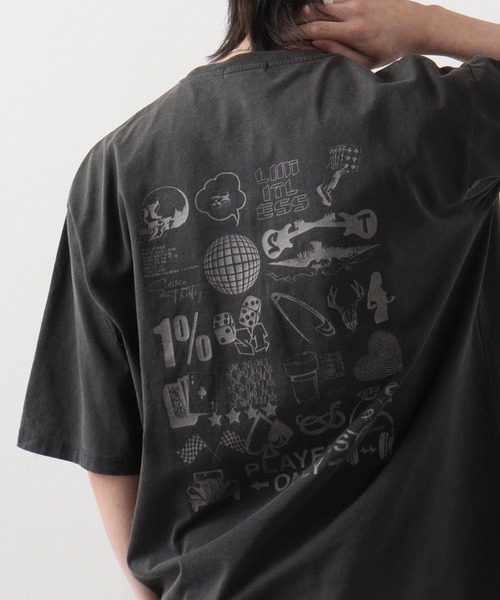 RE730(アールイーセブンサーティー)の「Vintage logo print short sleeve T-shirt / 古着風ロゴプリント半袖Tシャツ unisex(Tシャツ/カットソー・メンズ・ピンク系その他/グレー系その他/ブルー系その他2/ブラック系その他2/グレー系その他2/ブラック/ブルー系その他3/グレー/ピンク/ブルー系その他/ブラック系その他/ブラック系その他3/グレー系その他3・M/L)」の2枚目の写真