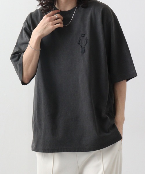 RE730(アールイーセブンサーティー)の「Vintage logo print short sleeve T-shirt / 古着風ロゴプリント半袖Tシャツ unisex(Tシャツ/カットソー・メンズ・ピンク系その他/グレー系その他/ブルー系その他2/ブラック系その他2/グレー系その他2/ブラック/ブルー系その他3/グレー/ピンク/ブルー系その他/ブラック系その他/ブラック系その他3/グレー系その他3・M/L)」の3枚目の写真