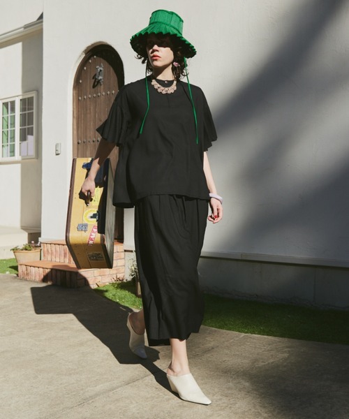 manana suerte（マニャーナスエルテ）の「レーヨンギャザーワイドパンツ（その他パンツ・レディース・ブラック/ブルー/ピンク・FREE）」の13枚目の写真