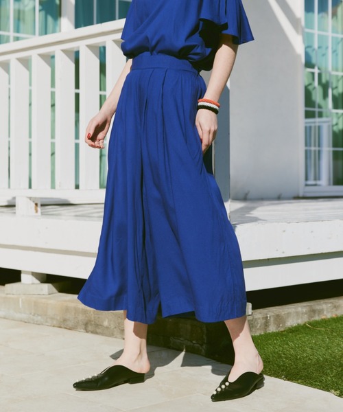 manana suerte（マニャーナスエルテ）の「レーヨンギャザーワイドパンツ（その他パンツ・レディース・ブラック/ブルー/ピンク・FREE）」の10枚目の写真