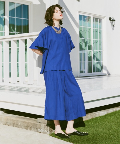 manana suerte（マニャーナスエルテ）の「レーヨンギャザーワイドパンツ（その他パンツ・レディース・ブラック/ブルー/ピンク・FREE）」の9枚目の写真