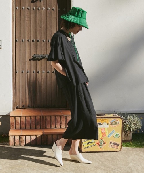 manana suerte（マニャーナスエルテ）の「レーヨンギャザーワイドパンツ（その他パンツ・レディース・ブラック/ブルー/ピンク・FREE）」の12枚目の写真