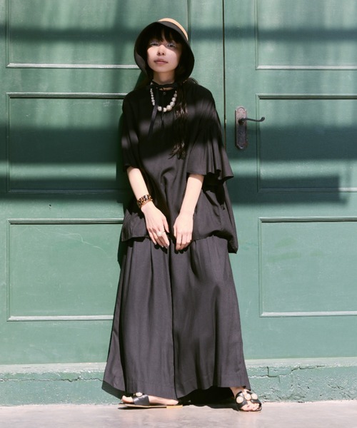 manana suerte（マニャーナスエルテ）の「レーヨンギャザーワイドパンツ（その他パンツ・レディース・ブラック/ブルー/ピンク・FREE）」の18枚目の写真