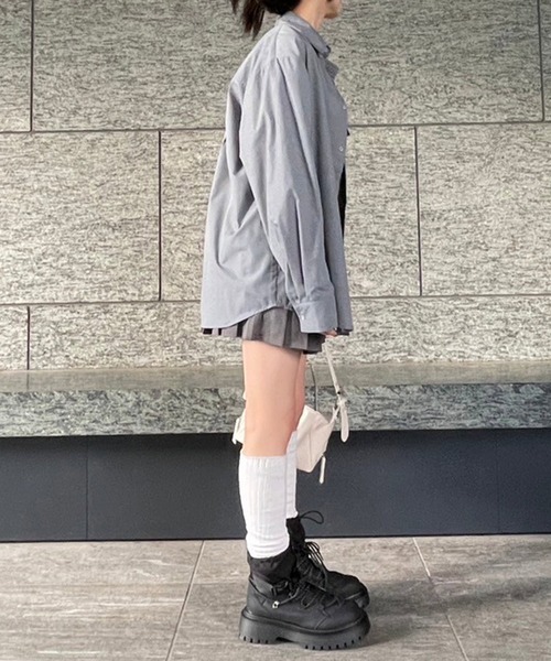 Figments（フィグメンツ）の「ベルテッドLSシャツ（シャツ/ブラウス・レディース・ブラック/グレー・SMALL/MEDIUM）」の5枚目の写真