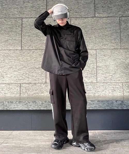 Figments（フィグメンツ）の「ベルテッドLSシャツ（シャツ/ブラウス・レディース・ブラック/グレー・SMALL/MEDIUM）」の9枚目の写真