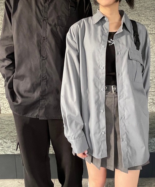 Figments（フィグメンツ）の「ベルテッドLSシャツ（シャツ/ブラウス・レディース・ブラック/グレー・SMALL/MEDIUM）」の10枚目の写真