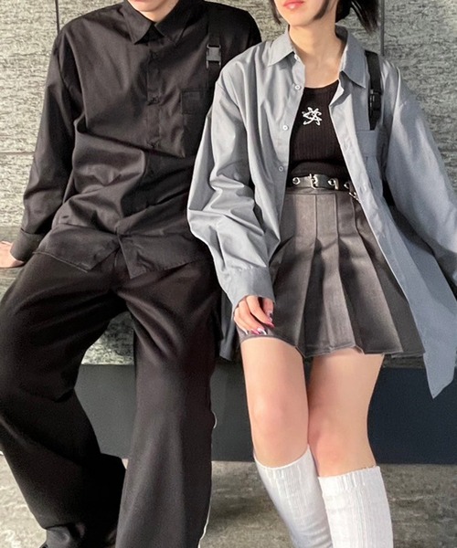 Figments（フィグメンツ）の「ベルテッドLSシャツ（シャツ/ブラウス・レディース・ブラック/グレー・SMALL/MEDIUM）」の12枚目の写真