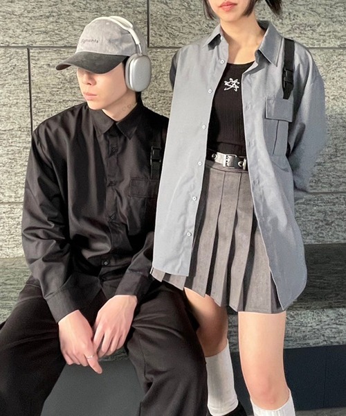 Figments（フィグメンツ）の「ベルテッドLSシャツ（シャツ/ブラウス・レディース・ブラック/グレー・SMALL/MEDIUM）」の13枚目の写真