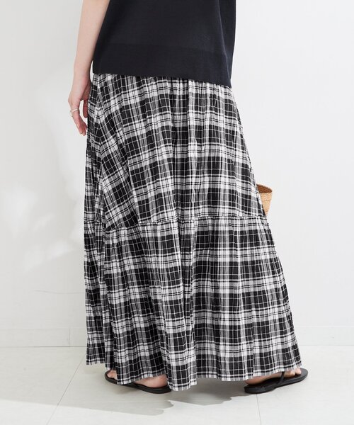 B.C STOCK（ベーセーストック）の「先染めチェッククリンクルスカート（スカート・レディース・ピンク/バーガンディー/ブラック/ブルー・FREE）」の12枚目の写真
