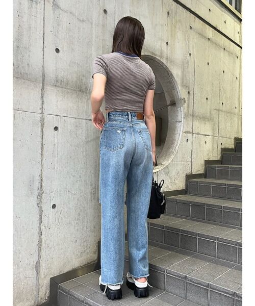 EVRIS（エヴリス）の「ボーダーコンパクトTシャツ（Tシャツ/カットソー・レディース・レッド/イエロー/ベージュ/ブラック・FREE）」の6枚目の写真