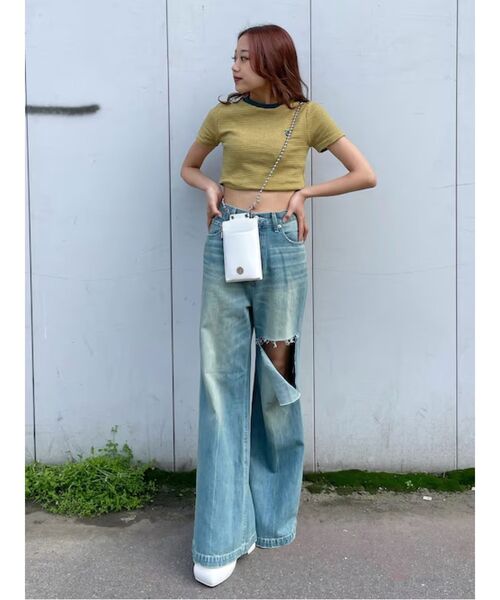 EVRIS（エヴリス）の「ボーダーコンパクトTシャツ（Tシャツ/カットソー・レディース・レッド/イエロー/ベージュ/ブラック・FREE）」の14枚目の写真