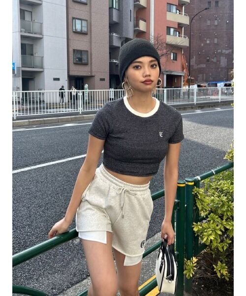 EVRIS（エヴリス）の「ボーダーコンパクトTシャツ（Tシャツ/カットソー・レディース・レッド/イエロー/ベージュ/ブラック・FREE）」の17枚目の写真