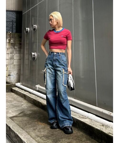 EVRIS（エヴリス）の「ボーダーコンパクトTシャツ（Tシャツ/カットソー・レディース・レッド/イエロー/ベージュ/ブラック・FREE）」の19枚目の写真