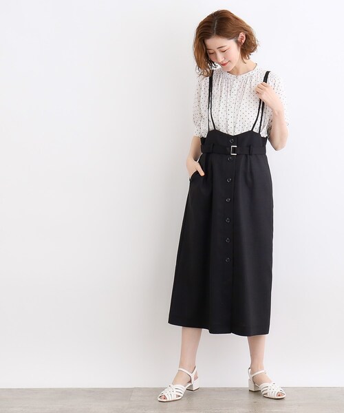 grove（グローブ）の「◆デニムアソート麻調サス付きスカート（スカート・レディース・ベージュ/ネイビー/カーキ/ブラック・01/02/03/04/05）」の6枚目の写真