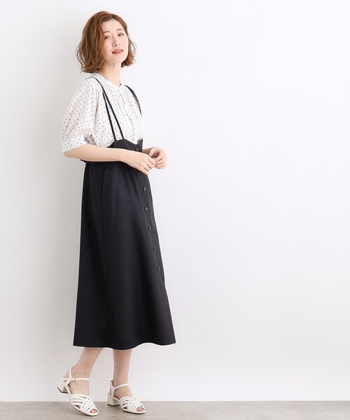 grove（グローブ）の「◆デニムアソート麻調サス付きスカート（スカート・レディース・ベージュ/ネイビー/カーキ/ブラック・01/02/03/04/05）」の7枚目の写真