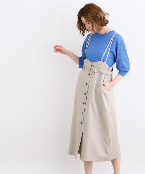 grove（グローブ）の「◆デニムアソート麻調サス付きスカート（スカート・レディース・ベージュ/ネイビー/カーキ/ブラック・01/02/03/04/05）」の9枚目の写真
