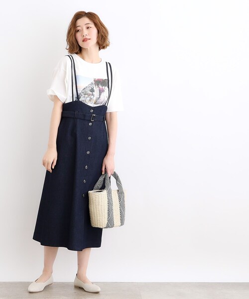 grove（グローブ）の「◆デニムアソート麻調サス付きスカート（スカート・レディース・ベージュ/ネイビー/カーキ/ブラック・01/02/03/04/05）」の13枚目の写真