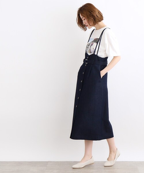 grove（グローブ）の「◆デニムアソート麻調サス付きスカート（スカート・レディース・ベージュ/ネイビー/カーキ/ブラック・01/02/03/04/05）」の14枚目の写真