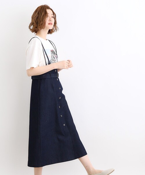 grove（グローブ）の「◆デニムアソート麻調サス付きスカート（スカート・レディース・ベージュ/ネイビー/カーキ/ブラック・01/02/03/04/05）」の15枚目の写真
