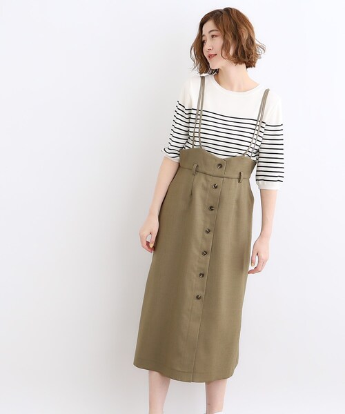 grove（グローブ）の「◆デニムアソート麻調サス付きスカート（スカート・レディース・ベージュ/ネイビー/カーキ/ブラック・01/02/03/04/05）」の18枚目の写真