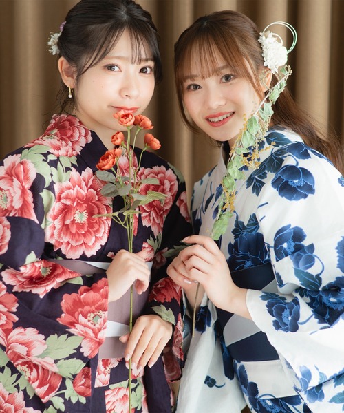 下駄付き平帯ゆかた5点セット】浴衣・平帯・腰紐2本・下駄《