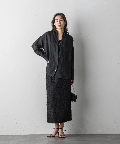 MAYSON GREY（メイソングレイ）の「ツッキリジャカードIラインスカート≪セットアップ対応≫（スカート・レディース・ベージュ/ブラック・M）」の5枚目の写真