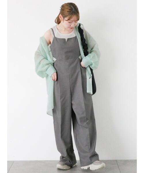 ehka sopo(エヘカソポ)の「サイドスリットサロペット(セットアップ可)(その他パンツ・レディース・グレー/カーキ/ブラック・F)」の6枚目の写真