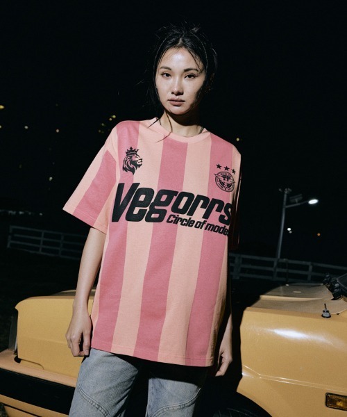 Ressaca(レサーカ)の「オーバーサイズ ユニフォームデザイン ロゴプリントストライプゲームシャツ ブロークコア(Tシャツ/カットソー・メンズ・ブルー/オレンジ・M/L/XL)」の16枚目の写真