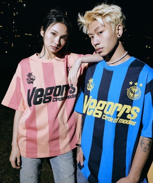 Ressaca(レサーカ)の「オーバーサイズ ユニフォームデザイン ロゴプリントストライプゲームシャツ ブロークコア(Tシャツ/カットソー・メンズ・ブルー/オレンジ・M/L/XL)」の13枚目の写真