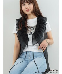 Ray BEAMS | Ray BEAMS / ラッフルカラー シアー ノースリーブ トップス(シャツ/ブラウス)