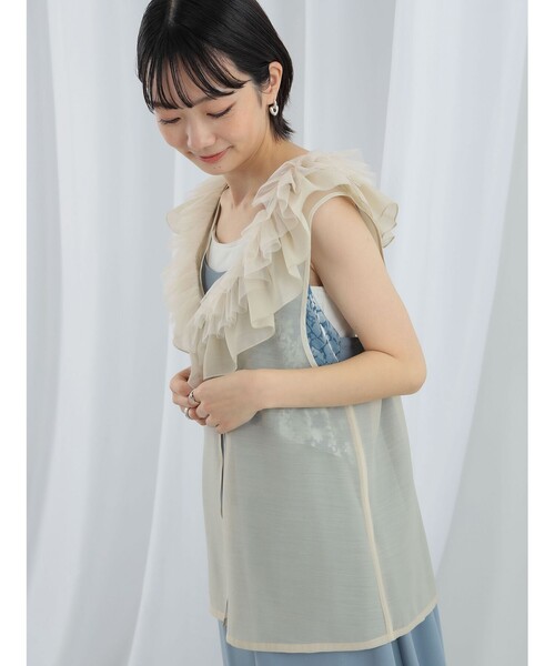 Ray BEAMS(レイビームス)の「Ray BEAMS / ラッフルカラー シアー ノースリーブ トップス(シャツ/ブラウス・レディース・ホワイト系その他6/ブラック・ONE SIZE)」の9枚目の写真